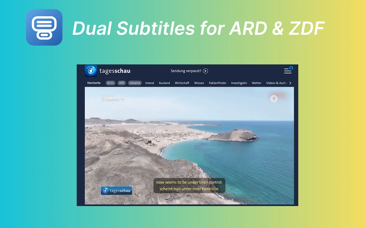 Dual Subtitles preview on Tagesschau player