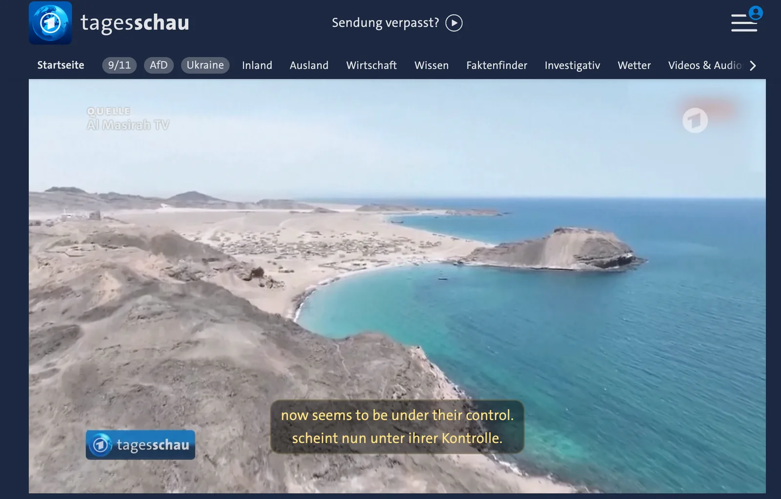 Tagesschau video showing German and English subtitles together
